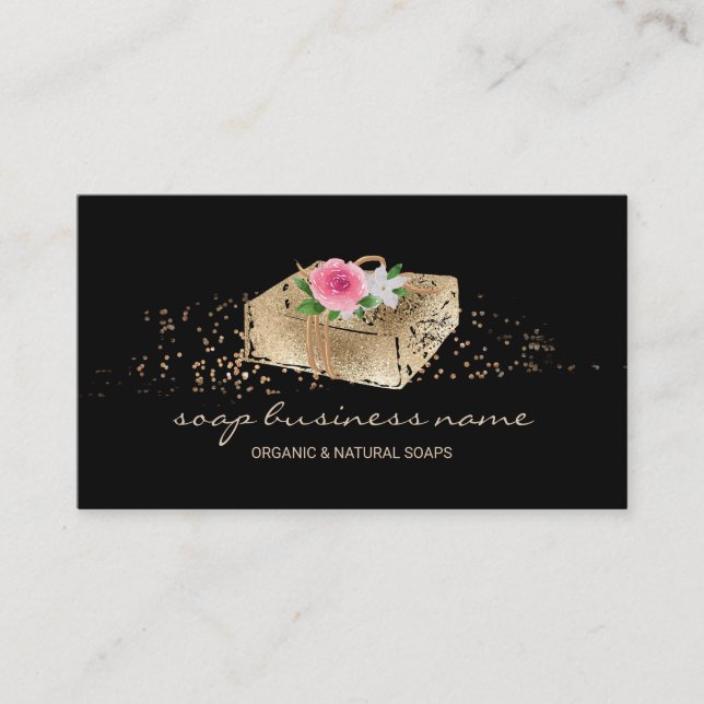 Tarjeta De Visita Soap Flower Sparkle Black (Anverso)