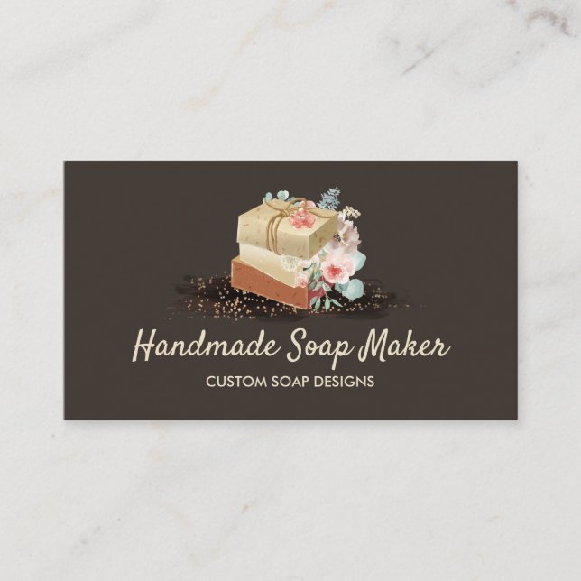 Tarjeta De Visita Soap Sparkle Floral Brown (Anverso)