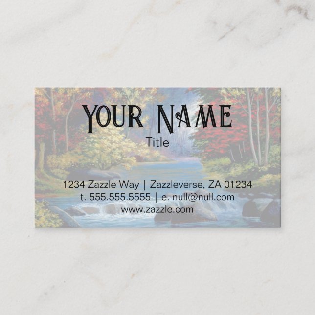 Tarjeta de visita sobre bosques y ríos misteriosos (Anverso)