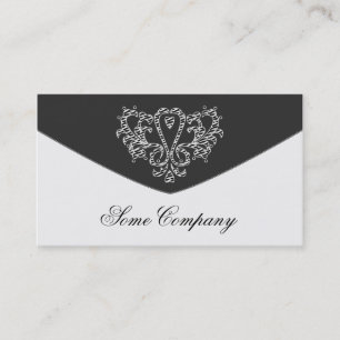 Tarjeta De Visita Sobre Damask, Blanco Y Negro