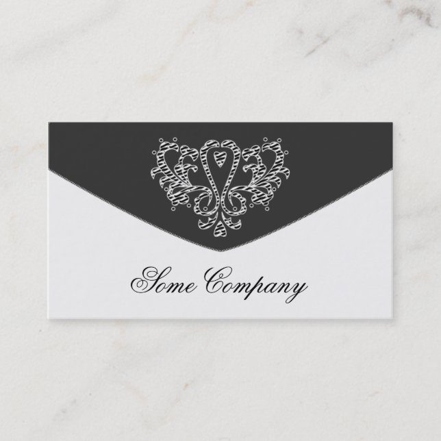 Tarjeta De Visita Sobre Damask, Blanco Y Negro (Anverso)
