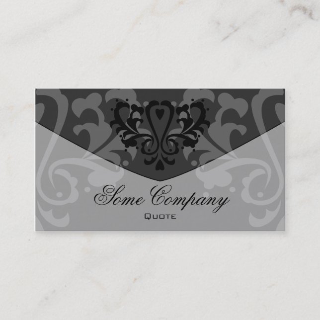 Tarjeta De Visita Sobre Damask (Blanco Y Negro) (Anverso)