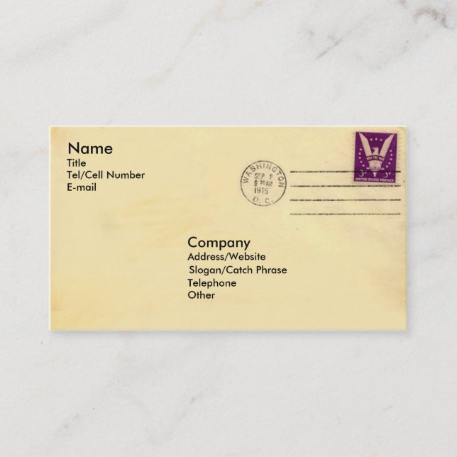Tarjeta De Visita Sobre del vintage (Anverso)
