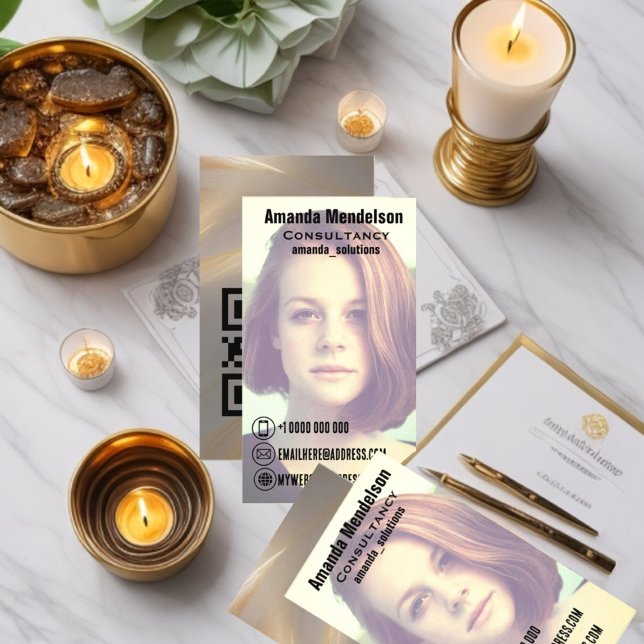 Tarjeta De Visita Sobreposición de fotos contemporáneas profesionale (Photo QR code contact icons contemporary professional business card)