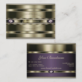 Tarjeta De Visita Sobresaliente morado y cromado con diamantes falso