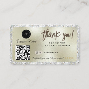 Tarjeta De Visita Social Media Business Modern Gold Diamond Gracias
