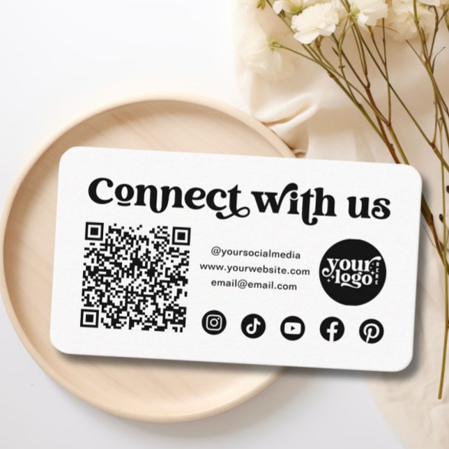 Tarjeta De Visita Social Media Connect With Us Qr Code White (Subido por el creador)