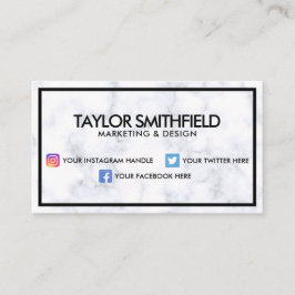Tarjeta De Visita Social Media Moderno Profesional Marble Business C