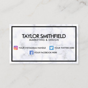 Tarjeta De Visita Social Media Moderno Profesional Marble Business C