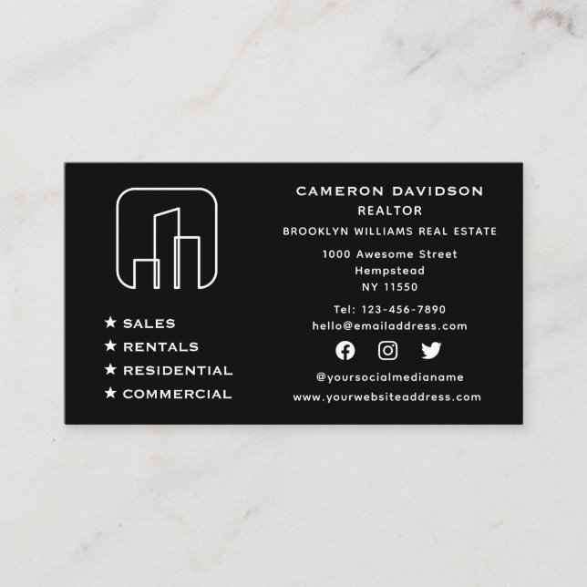 Tarjeta De Visita Social Media Real Estate Agent Realtor Nuevo Hogar (Anverso)