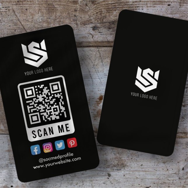 Tarjeta De Visita Social Media Scan Me QR Code Logo Moderno Simple (Subido por el creador)