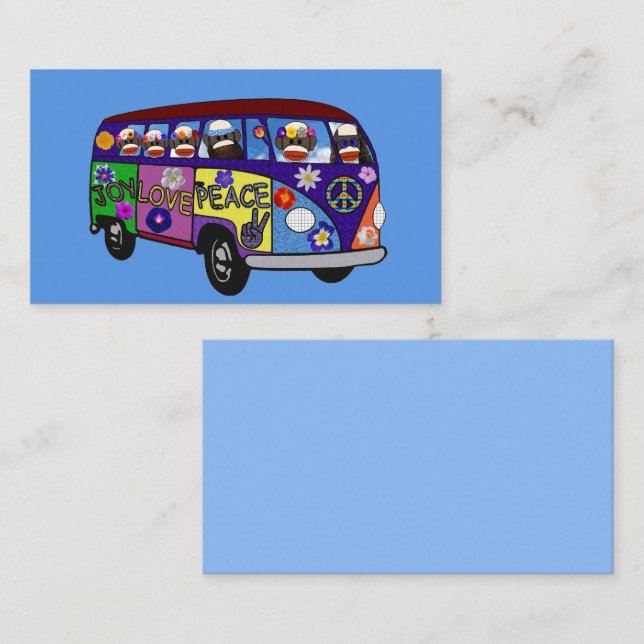 Tarjeta De Visita Sock Monkey Peace Bus Business Card (Anverso / Reverso)