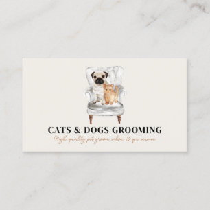 Tarjeta De Visita Sofá moderno minimalista beige para perro pug gato