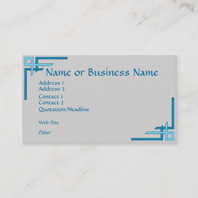 Tarjeta de visita Sofisticada Blue Art Deco (Anverso)