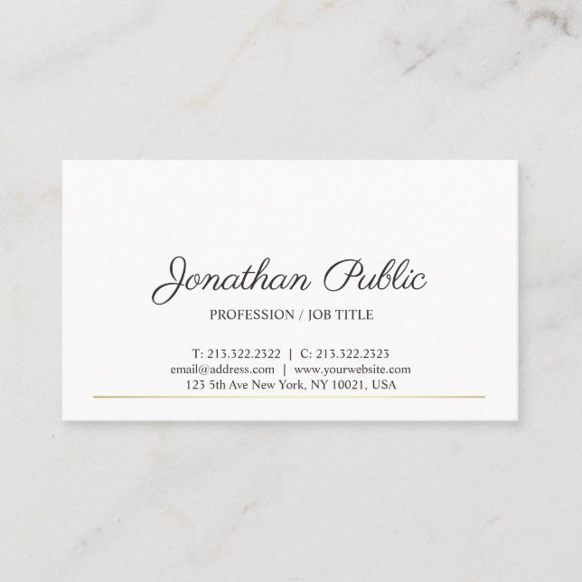 Tarjeta De Visita Sofisticada Moda de oro blanco moderno y limpio (Anverso)