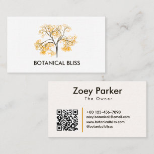 Tarjeta De Visita Sofisticada naturaleza floral árbol amarillo Minim