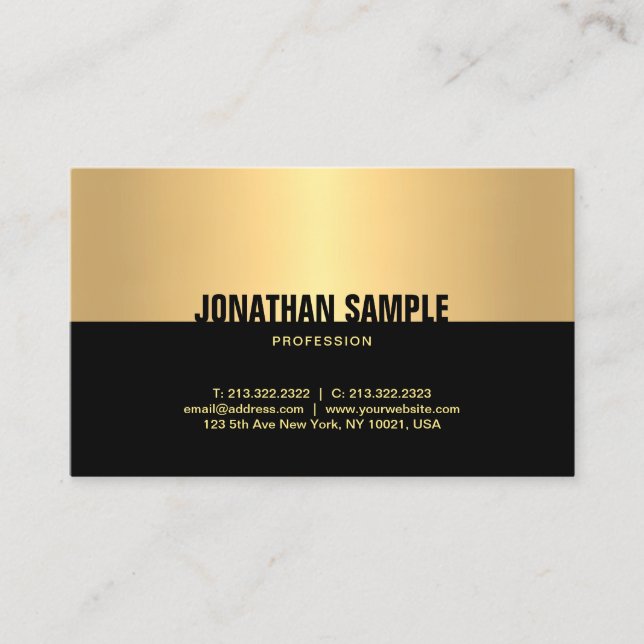 Tarjeta De Visita Sofisticada plantilla moderna de oro negro elegant (Anverso)