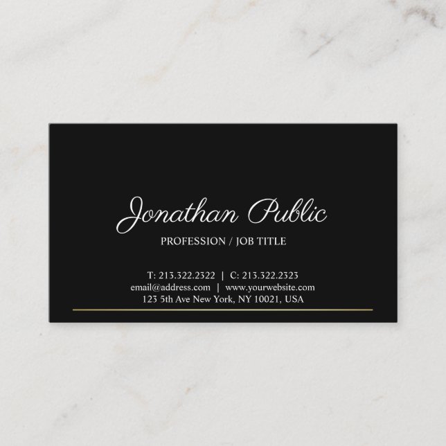 Tarjeta De Visita Sofisticado diseño de oro negro limpio y moderno (Anverso)