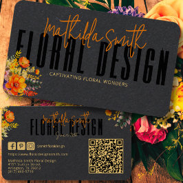 Tarjeta De Visita Sofisticado diseño floral Flores Naranjas negras