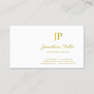 Tarjeta De Visita Sofisticado diseño moderno Monograma Blanco Oro