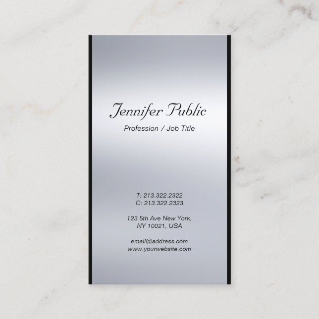 Tarjeta De Visita Sofisticado estilo italiano moderno estilo Plata L (Anverso)