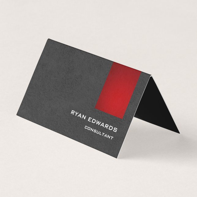 Tarjeta De Visita Sofisticado Estilo Rojo Gris Patrón Moderno (Anverso)