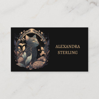 Tarjeta De Visita Sofisticado gato estilo Art Nouveau Noir personali
