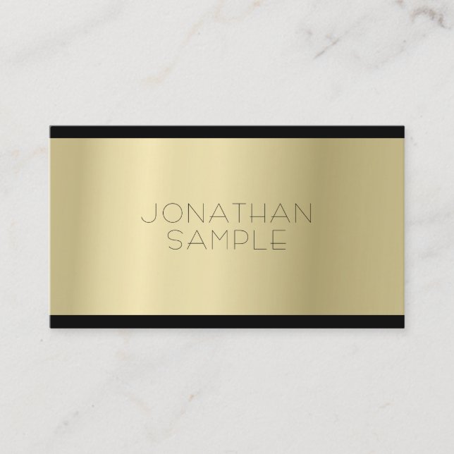 Tarjeta De Visita Sofisticado Glamour Gold Look Profesional Luxe (Anverso)