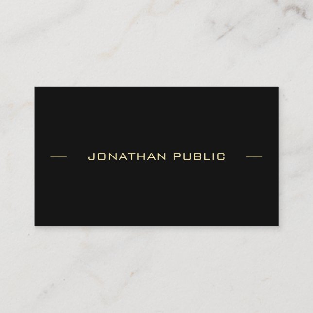 Tarjeta De Visita Sofisticado Gold Text Modern Simple Black Trendy (Anverso)