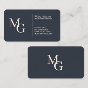 Tarjeta De Visita Sofisticado Grafito Azul y Blanco Personalizable