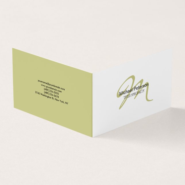 Tarjeta De Visita Sofisticado Monograma Script Inicial Moderno (Exterior)