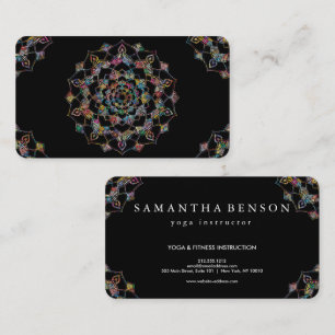 Tarjeta De Visita Sofisticado oro sobre el yoga de Mandala Negra