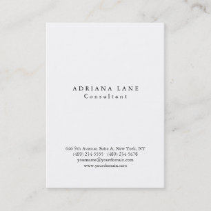 Tarjeta De Visita Sofisticado Plano Simple Blanco Profesional