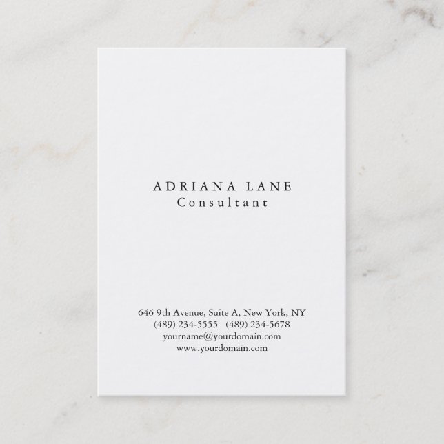Tarjeta De Visita Sofisticado Plano Simple Blanco Profesional (Anverso)
