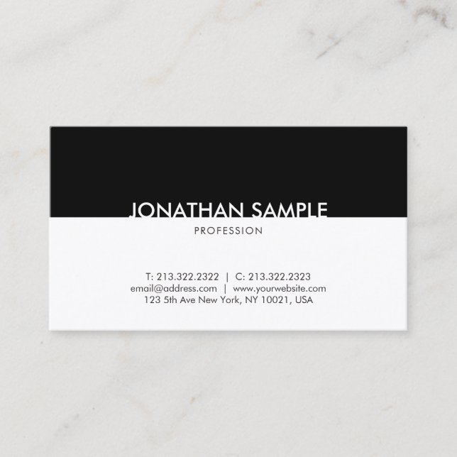 Tarjeta De Visita Sofisticado profesional blanco negro moderno (Anverso)