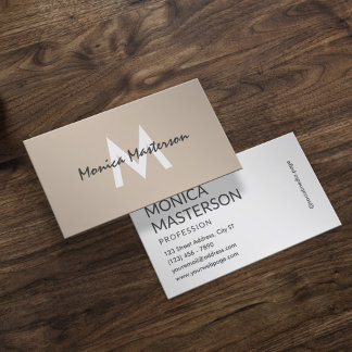Tarjeta De Visita Soft cream tan minimalist monogram