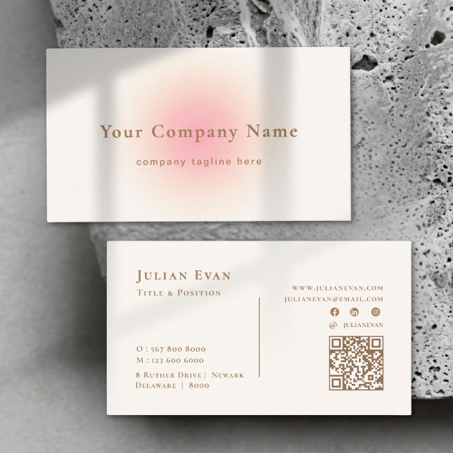 Tarjeta De Visita Soft Pastel Blush Pink Neutral Ombre Elegant (Soft Pastel Blush Pink Neutral Ombre Elegant Business Card)