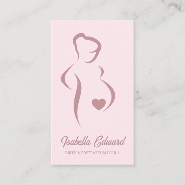 Tarjeta De Visita Soft Pink Maternity Doula Identity Illustration (Anverso)