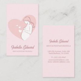 Tarjeta De Visita Soft Pink Maternity Doula Identity Illustration