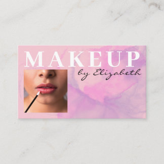 Tarjeta De Visita Soft Pink Watercolor Photo Makeup