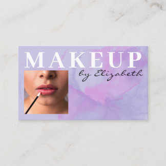 Tarjeta De Visita Soft Purple Watercolor Photo Makeup