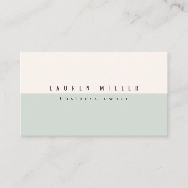 Tarjeta De Visita Soft Sage Green & Off-White Modern Professional  (Anverso)