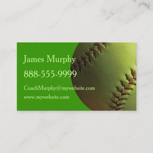 Tarjeta De Visita Softball amarillo (Anverso)