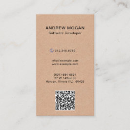 Tarjeta De Visita Software Developer Kraft Style Texture