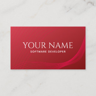 Tarjeta De Visita Software Developer Solutions Bright Red Line Wave