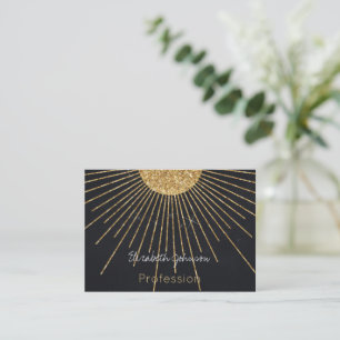 Tarjeta De Visita Sol brillante de oro negro moderno