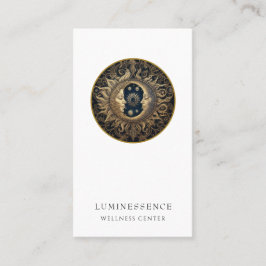 Tarjeta De Visita Sol celeste holístico luna dorado negro
