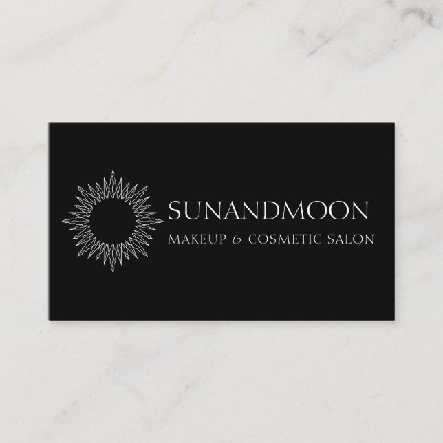 Tarjeta De Visita Sol Luna Manuscrita Espiritual Neutral Negra (Anverso)