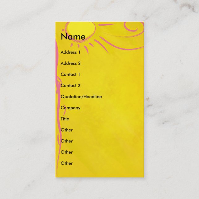 Tarjeta De Visita sol personalizado garabato (Anverso)