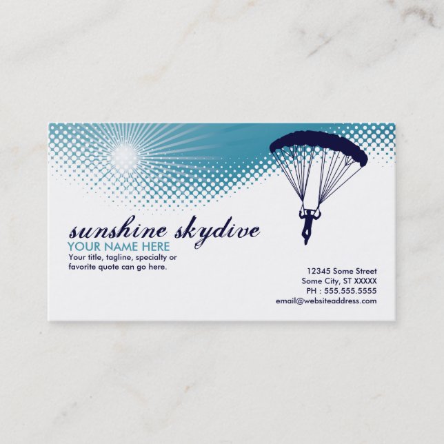 Tarjeta De Visita sol skydiving (Anverso)